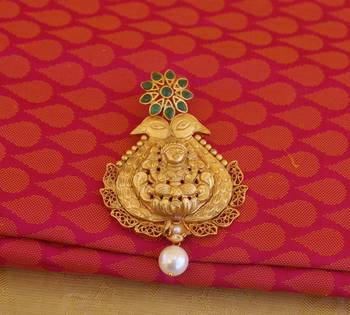 Peacock temple lakshmi matte finish pendant set 3