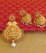 Peacock temple lakshmi matte finish pendant set