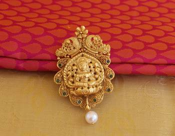 Matte finish peacock temple lakshmi pendant set 3