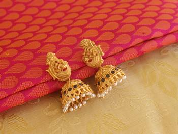 Matte finish peacock temple lakshmi pendant set 2
