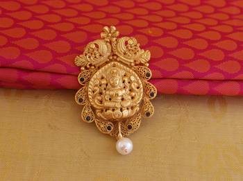 Matte finish peacock temple lakshmi pendant set 3