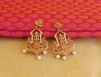 Temple lakshmi peacock cz stone pendant set 3
