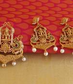 Temple lakshmi peacock cz stone pendant set