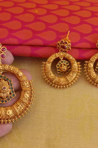 Matte finish kempu pendant set