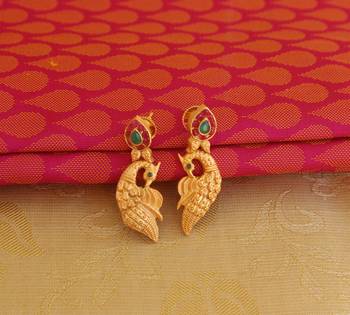 Mango shape matte finish peacock pendant set 2