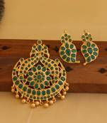 Matte finish ruby peacock pendant set