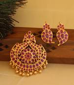 Matte finish ruby peacock pendant set