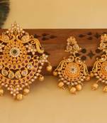 Cz stone matte finish peacock pendant set