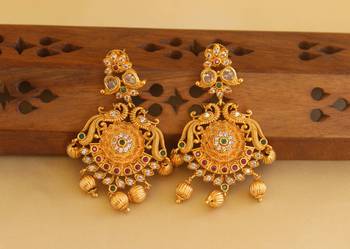 Cz stone matte finish peacock pendant set 4