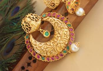 Temple matte finish lakshmi pendant set 2