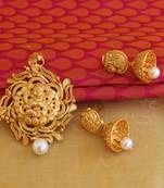 matte finish temple lakshmi pendant set
