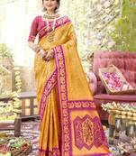 Mustard art silk woven work festival saree