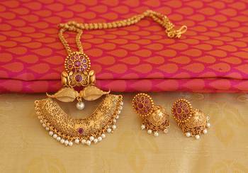Matte finish  kempu necklace set 1