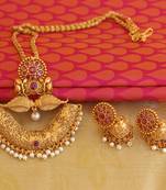 Matte finish  kempu necklace set