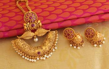 Matte finish  kempu necklace set 2