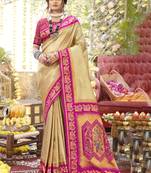 Beige art silk woven work festival saree