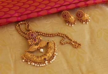 Matte finish  kempu necklace set 3