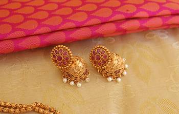 Matte finish  kempu necklace set 4