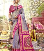 Purple art silk woven work festival saree
