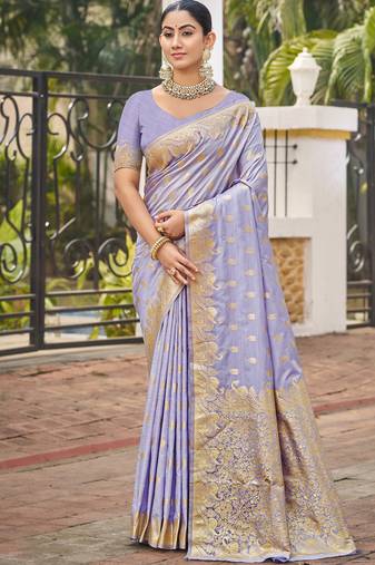 Lavender art silk woven work festival saree