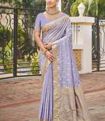 Lavender art silk woven work festival saree