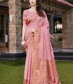 Pink art silk woven work festival saree