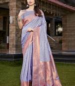 Lavender art silk woven work festival saree