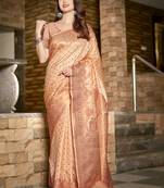 Peach art silk woven work festival saree
