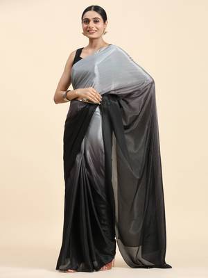 Grey ombre ready to wear saree without belt 1
