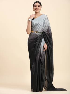 Grey ombre ready to wear saree without belt 2