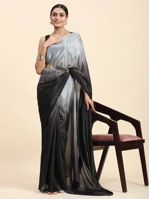 Grey ombre ready to wear saree without belt 3