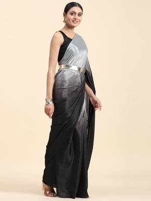 Grey ombre ready to wear saree without belt 4