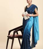 Blue ombre ready to wear saree without belt