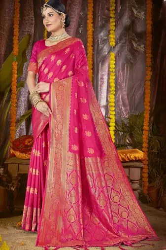 Rani art silk woven work festival saree