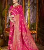 Rani art silk woven work festival saree