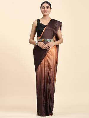 Brown ombre ready to wear saree without belt 1