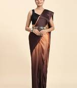 Brown ombre ready to wear saree without belt