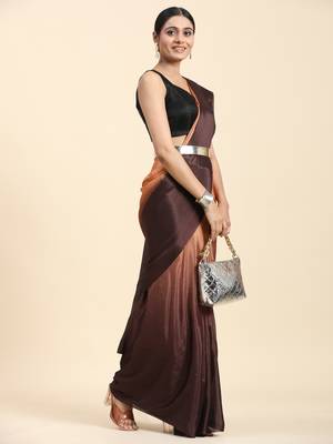 Brown ombre ready to wear saree without belt 2