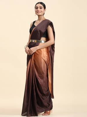 Brown ombre ready to wear saree without belt 3