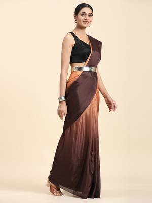 Brown ombre ready to wear saree without belt 4