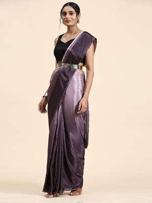 Wine ombre ready to wear saree without belt 4