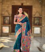 Soft paithani silk blend saree with zari weaving  meenakari motifs design