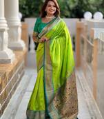 Soft paithani silk blend saree with zari weaving motif design