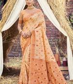 Peach art silk woven work festival saree