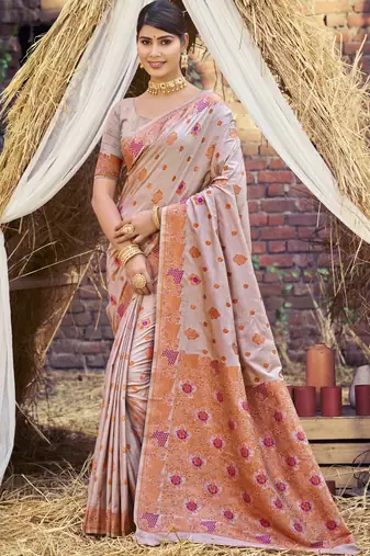 Mauve art silk woven work festival saree