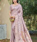 Lavender art silk woven work festival saree
