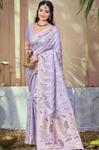 Purple art silk woven work festival saree