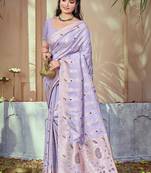 Purple art silk woven work festival saree