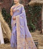 Purple art silk woven work festival saree
