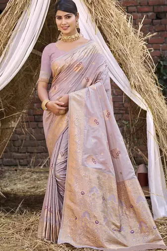 Lavender art silk woven work festival saree